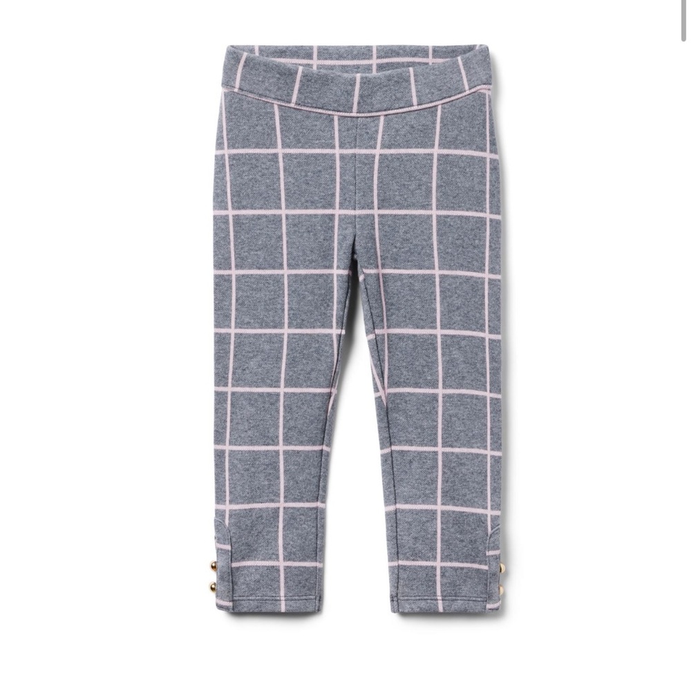 Janie and Jack Girls Pink and Gray Leggings with Windowpane Pattern
